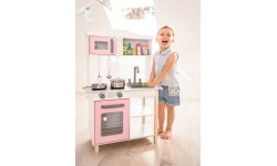 Drewniana kuchnia dla dzieci + metalowe akcesoria Ecotoys