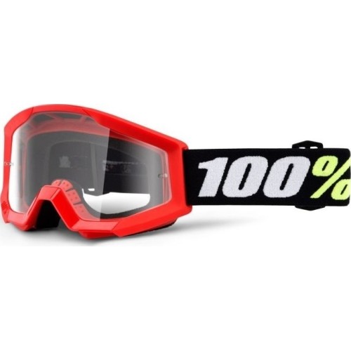 Gogle motocrossowe 100% Strata Mini - Gron Red, Clear Plexi
