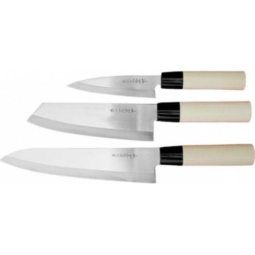 Zestaw 3 noży Satake Megumi (Chef/Bunka/uniwersalny)