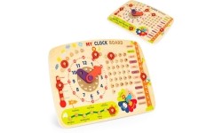 Drewniana tablica manipulacyjna dla dzieci kalendarz zegar ECOTOYS