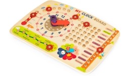 Drewniana tablica manipulacyjna dla dzieci kalendarz zegar ECOTOYS