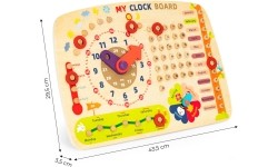 Drewniana tablica manipulacyjna dla dzieci kalendarz zegar ECOTOYS