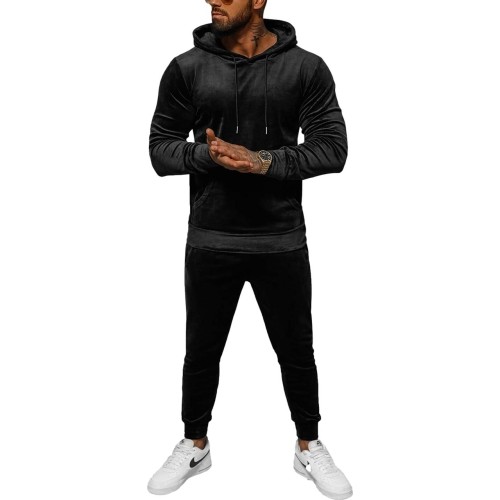 Welurowy dres męski J.Style Black 8C1171-3