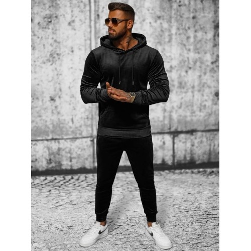 Welurowy dres męski J.Style Black 8C1171-3