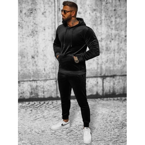 Welurowy dres męski J.Style Black 8C1171-3