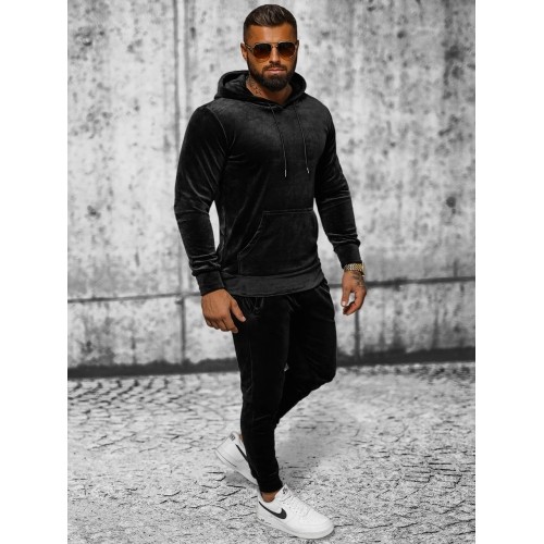 Welurowy dres męski J.Style Black 8C1171-3