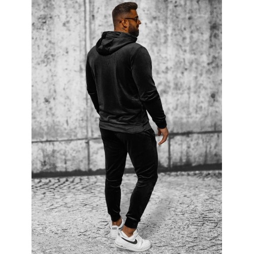 Welurowy dres męski J.Style Black 8C1171-3