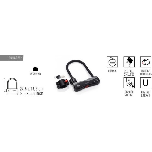 Rowerowy zapięcie U-lock Twister+