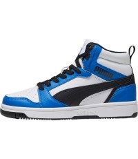 Puma Rebound V6 Mid Jr buty młodzieżowe White Blue Black 393831 06