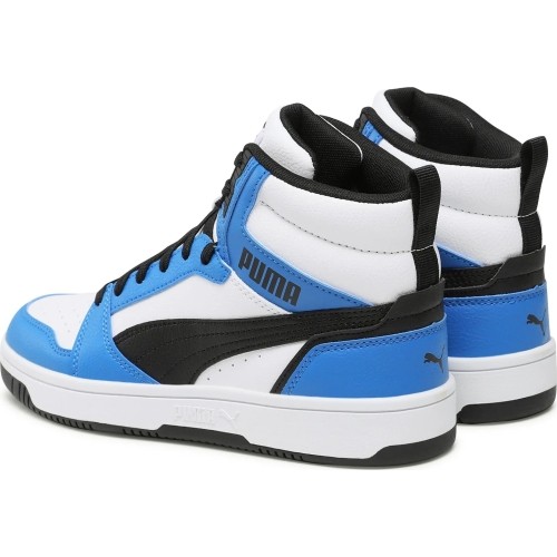 Puma Rebound V6 Mid Jr buty młodzieżowe White Blue Black 393831 06
