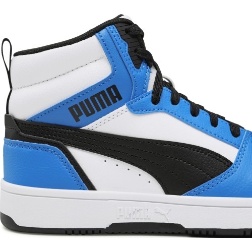 Puma Rebound V6 Mid Jr buty młodzieżowe White Blue Black 393831 06