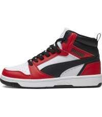 Puma Rebound V6 Mid Jr buty młodzieżowe White Red Black 393831 03