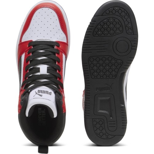 Puma Rebound V6 Mid Jr buty młodzieżowe White Red Black 393831 03