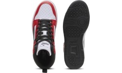 Puma Rebound V6 Mid Jr buty młodzieżowe White Red Black 393831 03