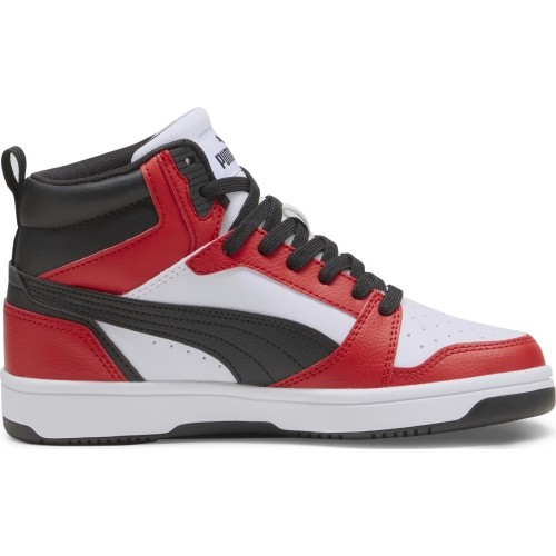 Puma Rebound V6 Mid Jr buty młodzieżowe White Red Black 393831 03