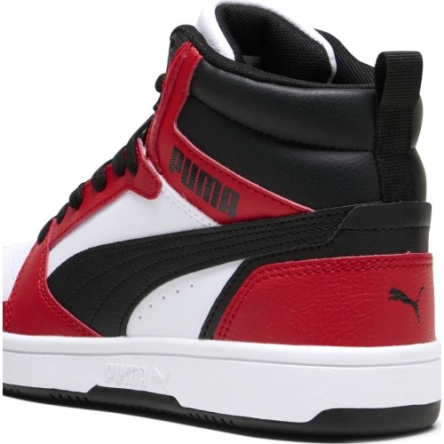 Puma Rebound V6 Mid Jr buty młodzieżowe White Red Black 393831 03