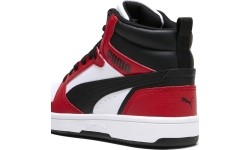 Puma Rebound V6 Mid Jr buty młodzieżowe White Red Black 393831 03