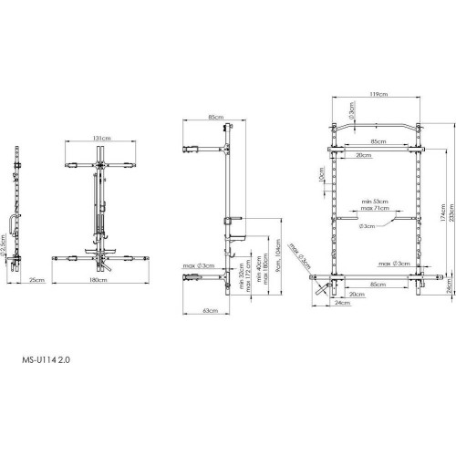 Klatka treningowa składana MS-U114 2.0 - Marbo Sport