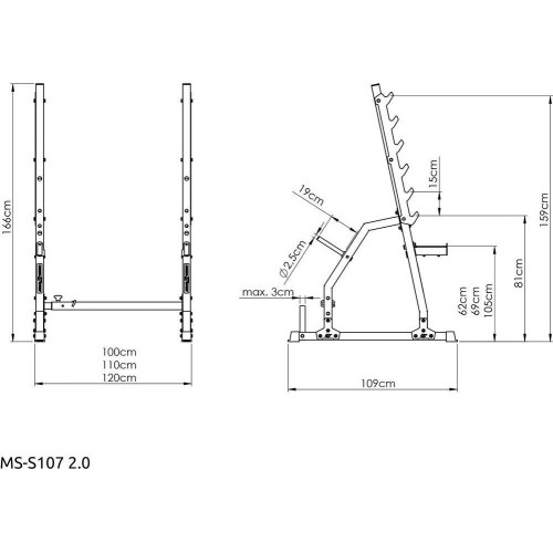 Stojaki bramowe z asekuracją i regulacją rozstawu MS-S107 2.0 - Marbo Sport