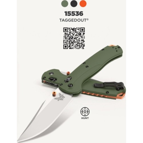 Nóż Benchmade 15536 TAGGEDOUT, OD Green G10, CPM-S45VN