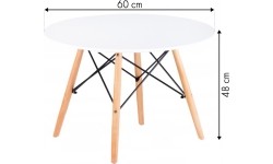 Kavos staliukas, baltas, skersmuo 60cm