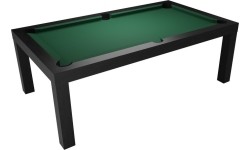 Stół bilardowy / stół jadalniany, Diner, 7 ft., matowo-czarny, obrus klubowy żółto-zielony
