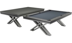 Stół bilardowy / stół do jadalni, Pierce, 8 stóp, ciemnoszary, obrus klubowy żółto-zielony