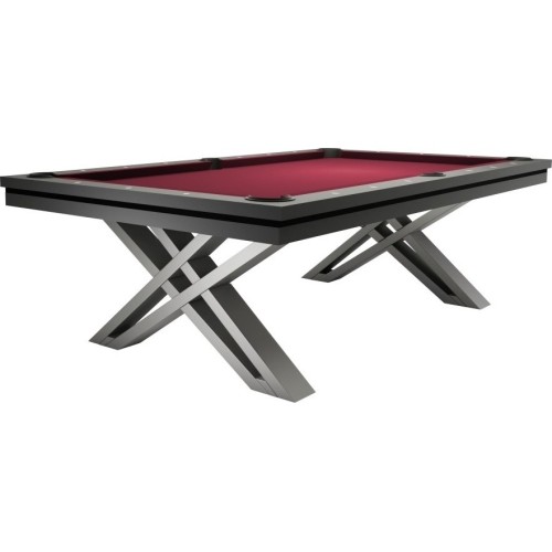 Stół bilardowy / stół do jadalni, Pierce, 8 stóp, ciemnoszary, obrus klubowy żółto-zielony