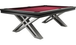 Stół bilardowy / stół do jadalni, Pierce, 8 stóp, ciemnoszary, obrus klubowy żółto-zielony