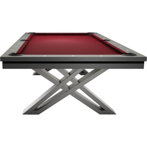 Stół bilardowy / stół do jadalni, Pierce, 8 stóp, ciemnoszary, obrus klubowy żółto-zielony