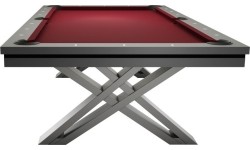 Stół bilardowy / stół do jadalni, Pierce, 8 stóp, ciemnoszary, obrus klubowy żółto-zielony