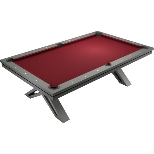 Stół bilardowy / stół do jadalni, Pierce, 8 stóp, ciemnoszary, obrus klubowy żółto-zielony