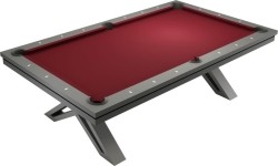 Stół bilardowy / stół do jadalni, Pierce, 8 stóp, ciemnoszary, obrus klubowy żółto-zielony