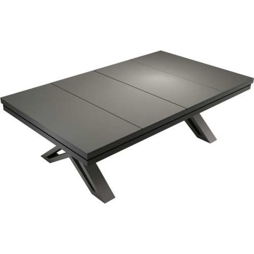 Stół bilardowy / stół do jadalni, Pierce, 8 stóp, ciemnoszary, obrus klubowy żółto-zielony