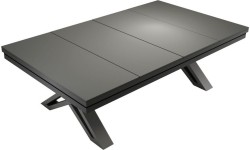 Stół bilardowy / stół do jadalni, Pierce, 8 stóp, ciemnoszary, obrus klubowy żółto-zielony