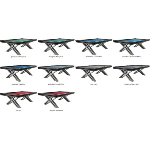 Stół bilardowy / stół do jadalni, Pierce, 8 stóp, ciemnoszary, obrus klubowy żółto-zielony