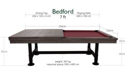 Stół bilardowy Rasson Bedford, pool, szary, 7 ft, sukno Club Cloth żółto-zielone