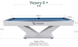 Stół bilardowy Rasson Victory II Plus, Pool, biały, 9 ft, Simonis 760 niebiesko-zielony