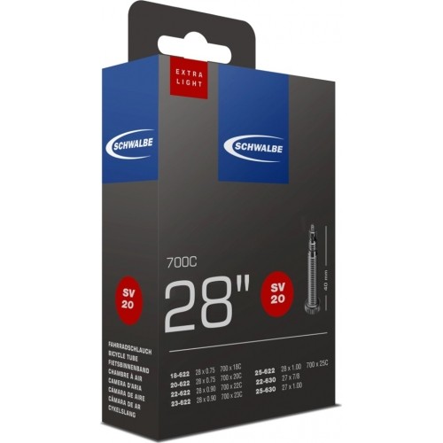 Dętka Schwalbe Extra Light 700x18/25 (18/25-622) SV20 40mm wentyl Presta