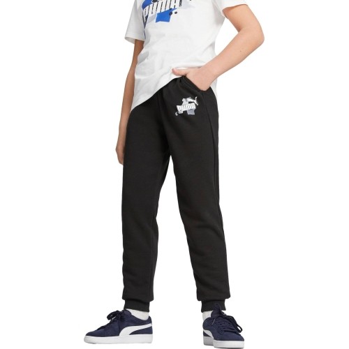 Puma Ess+ Street Art spodnie dresowe młodzieżowe czarne 673273 01