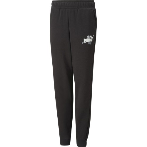 Puma Ess+ Street Art spodnie dresowe młodzieżowe czarne 673273 01
