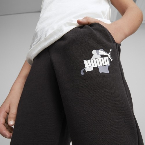 Puma Ess+ Street Art spodnie dresowe młodzieżowe czarne 673273 01