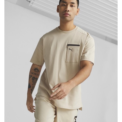 Bawełniany T-shirt męski Puma Open Road Tee Granola Creamy 673401 88