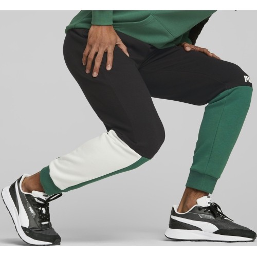 Spodnie dresowe męskie Puma Ess+ Block Black White Green 848007 37