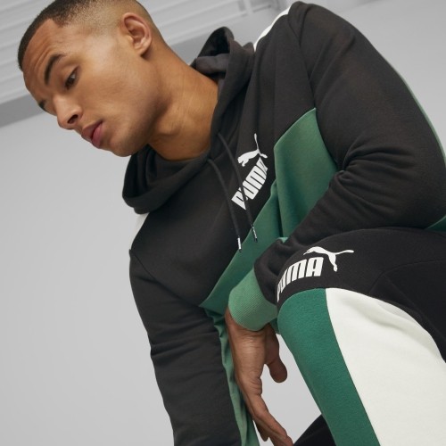 Spodnie dresowe męskie Puma Ess+ Block Black White Green 848007 37