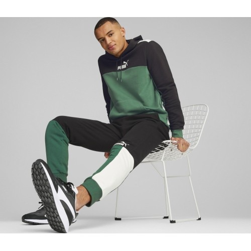 Spodnie dresowe męskie Puma Ess+ Block Black White Green 848007 37
