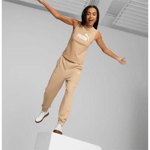 Damskie spodnie sportowe Puma Ess+ Embroidery Cream 847093 89