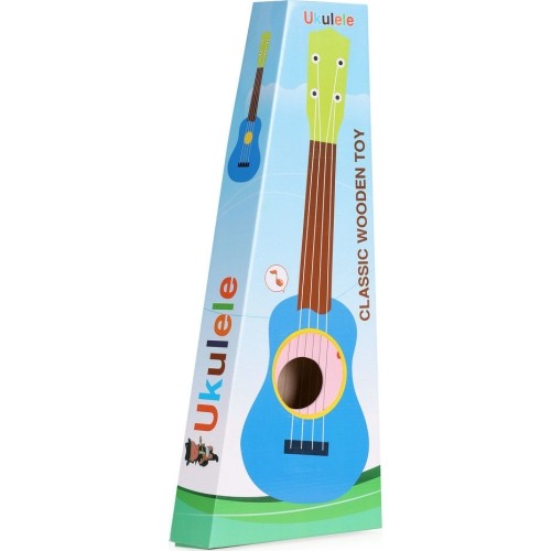 Gitara dla dzieci drewniana metalowe struny kostka- różowa