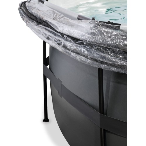 Basen EXIT Black Leather ø427x122 cm z pompą piaskową, zadaszeniem i pompą ciepła – czarny