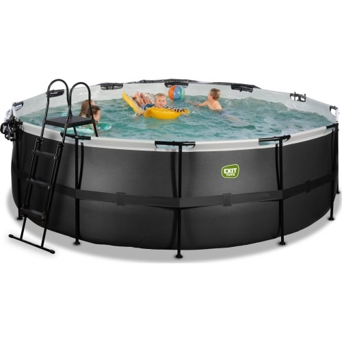 EXIT Black Leather basen ø427x122cm z pompą z filtrem piaskowym i kopułą oraz pompą ciepła - czarny